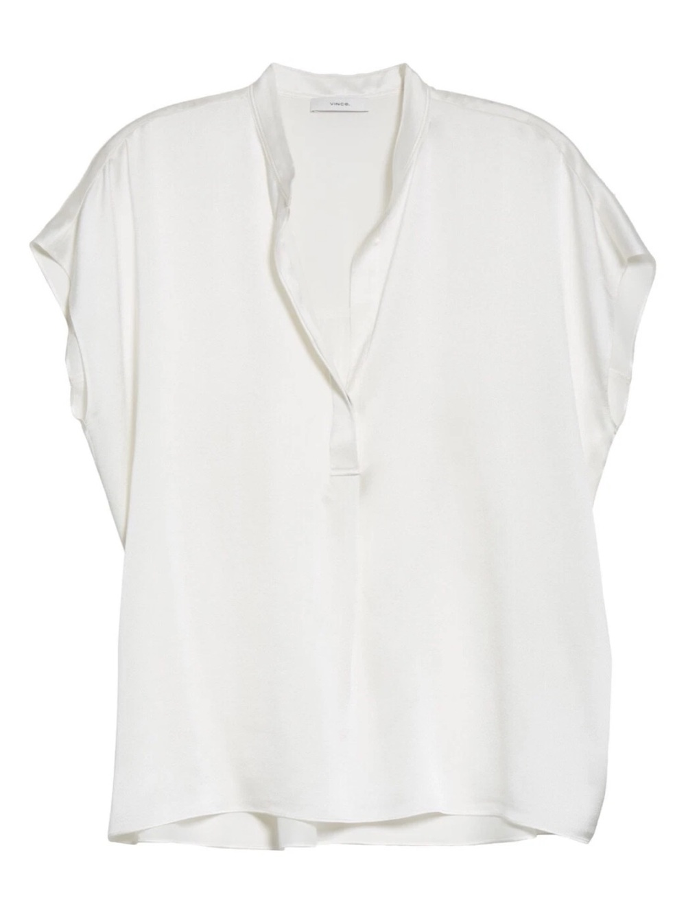 Vince Silk Gathered Cap-Sleeve Blouse M Ivory Women’s